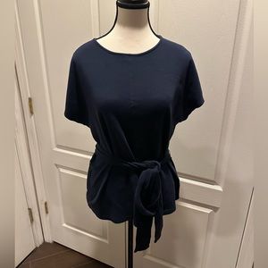 Halogen navy blue shirt with tie belt